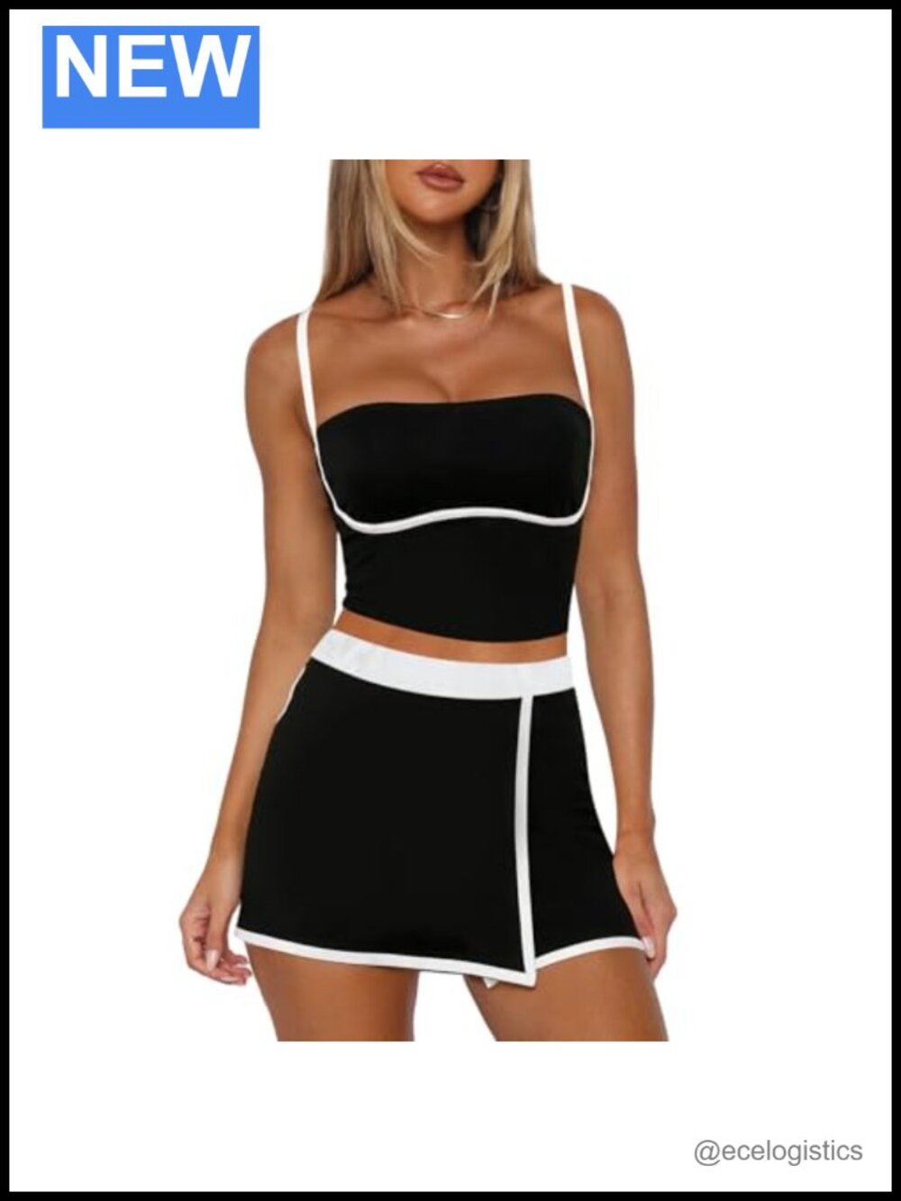 Women's 2-Piece Tennis Skort Set with Built-In Bra and Shorts